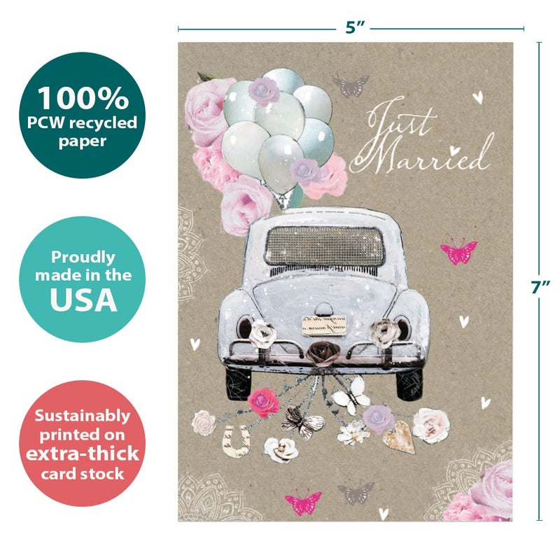 Tree-Free Greetings - Wedding Greeting Cards - Artful Designs - 8 Assorted Cards + Matching Envelopes - Made in USA - 100% Recycled Paper - 5"x7" - Perfect Wedding (GA31462) - Image 3